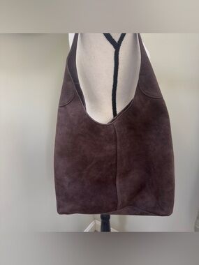 Margot Hobo chocolate brown Suede Shoulder Tote Bag (NWT)